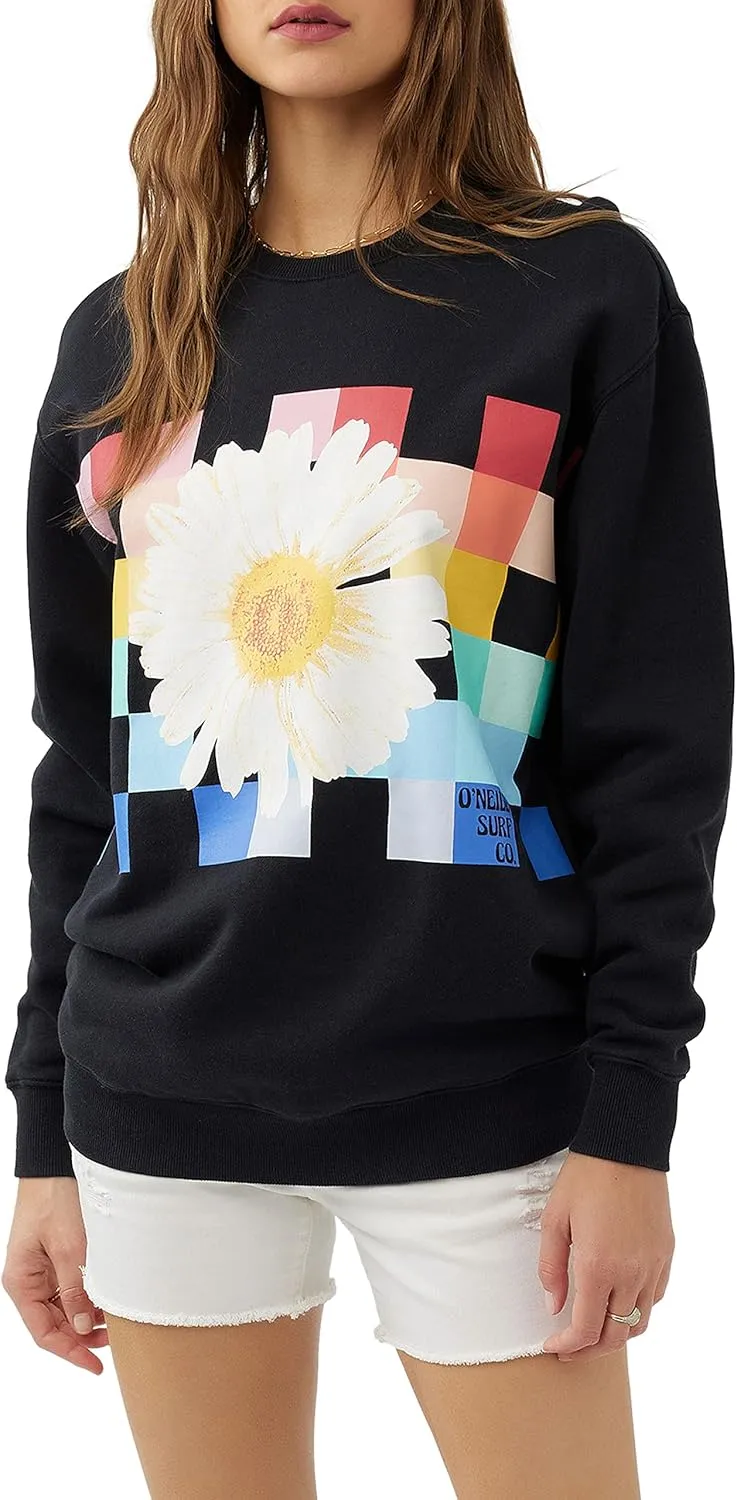 O'NEILL Women's Oversized Fleece Crewneck - Comfortable and Casual Pullover Sweatshirt for Women with Graphic Detail
