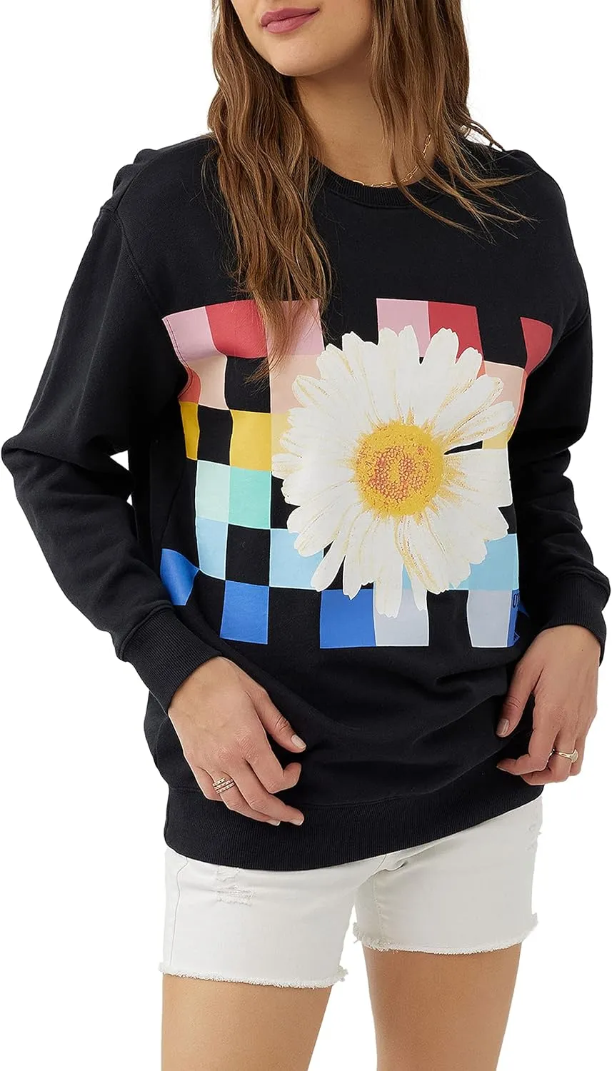 O'NEILL Women's Oversized Fleece Crewneck - Comfortable and Casual Pullover Sweatshirt for Women with Graphic Detail
