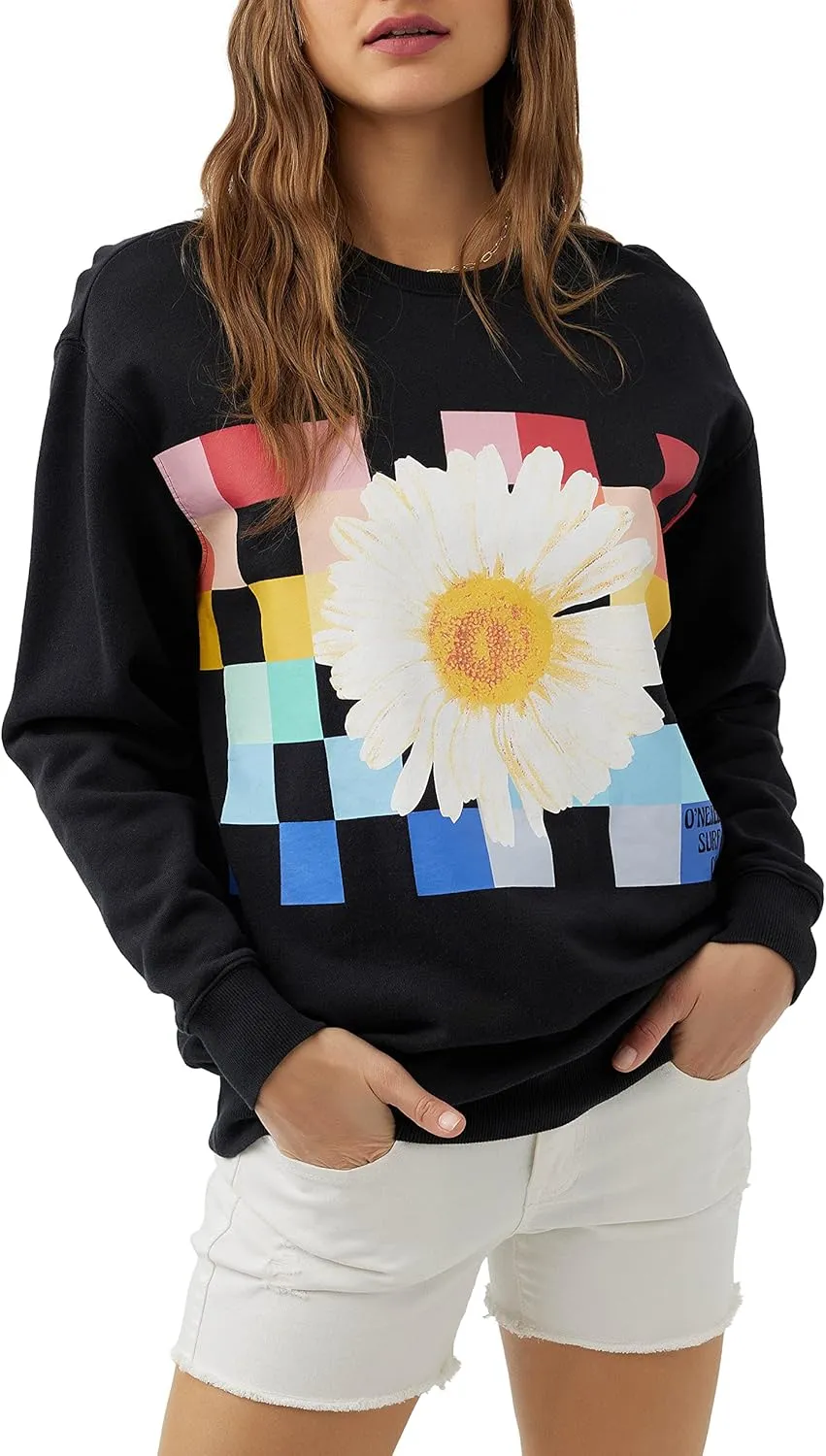 O'NEILL Women's Oversized Fleece Crewneck - Comfortable and Casual Pullover Sweatshirt for Women with Graphic Detail