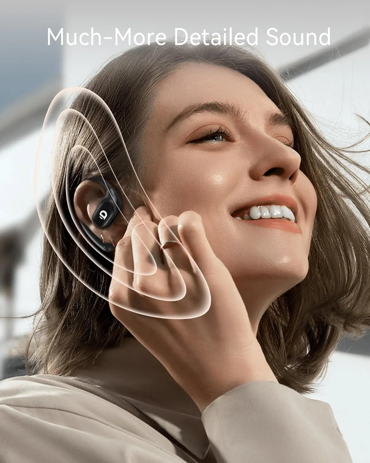 Open Ear Earbuds, True Wireless Open Ear Headphones with Earhooks, Air Conduction earphones, Touch Control, Dual Noise-Cancelling Mics, Up to 30 Hours Power with Case, IPX5, Workouts, Yoga, Running