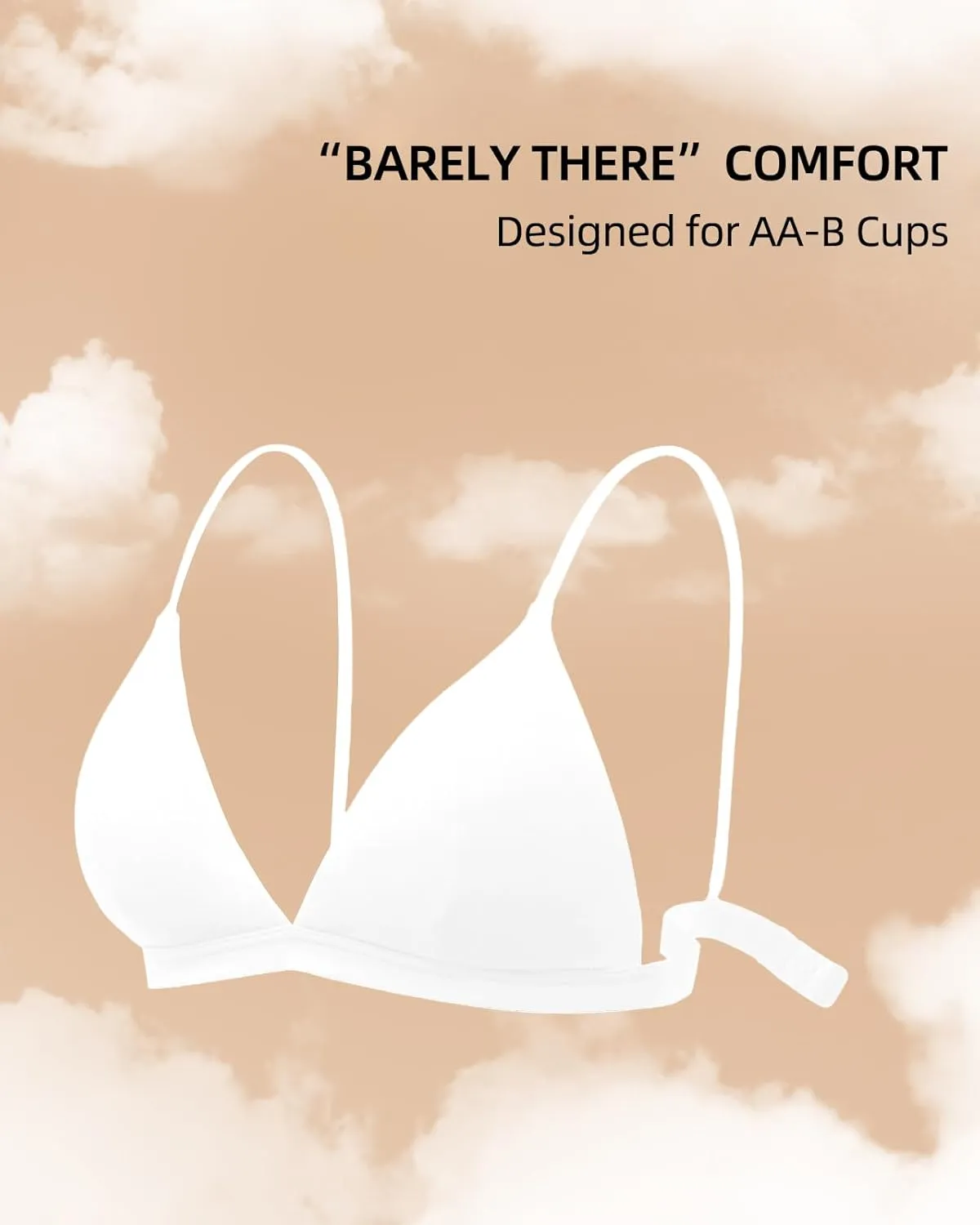 Organic Pima Cotton Triangle Bralettes Wireless Bras Comfortable Bra Tops for Cup Sizes 32-38 AA/A/B