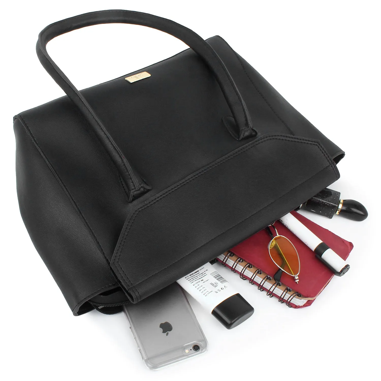 Oversized Black multi compartment tote Bag