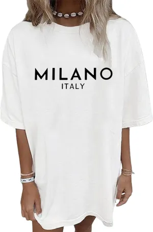 Oversized Tshirts for Women Graphic Tees Vintage Short-Sleeve Preppy Shirts Trendy Summer