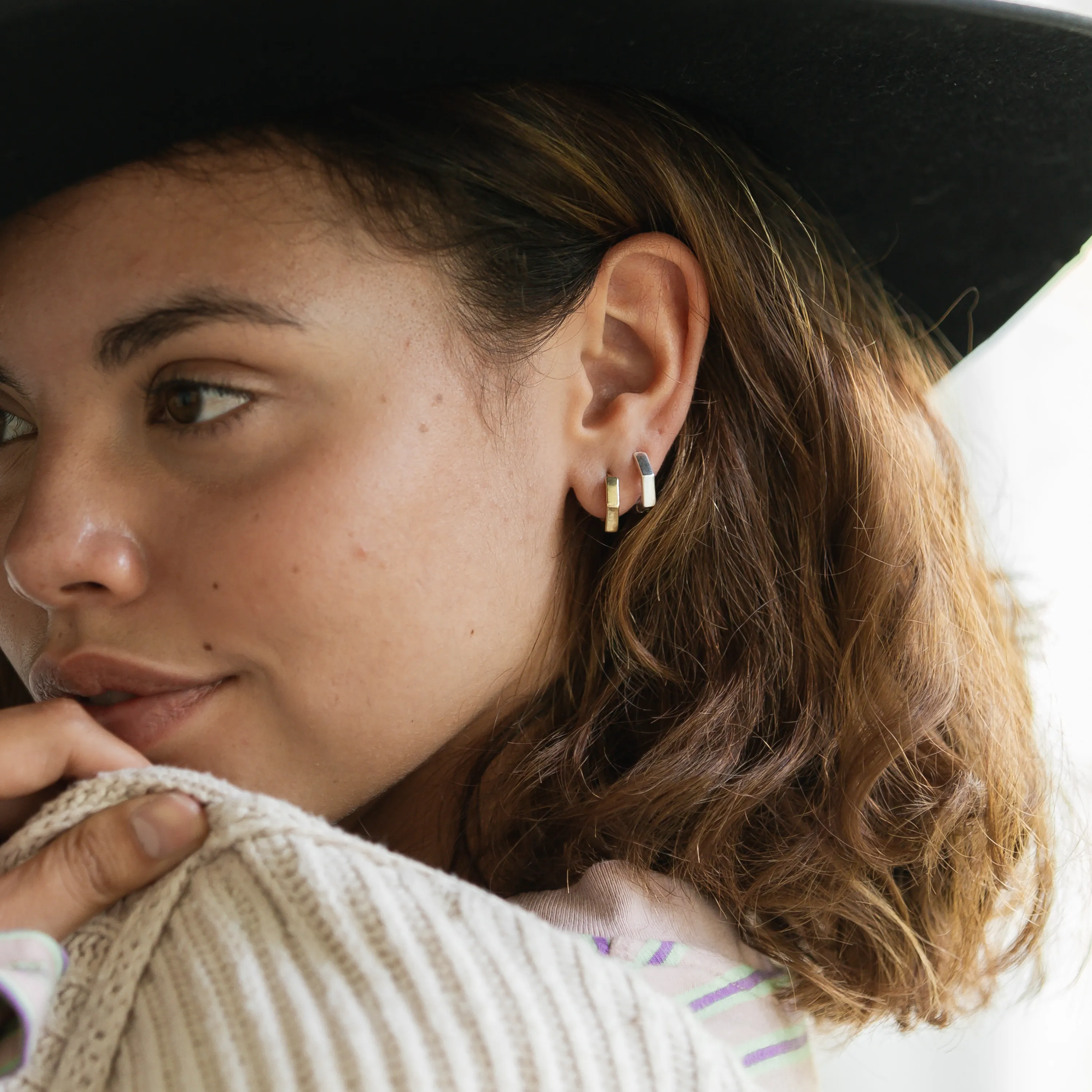 Padma Hexagon Hoop Earrings