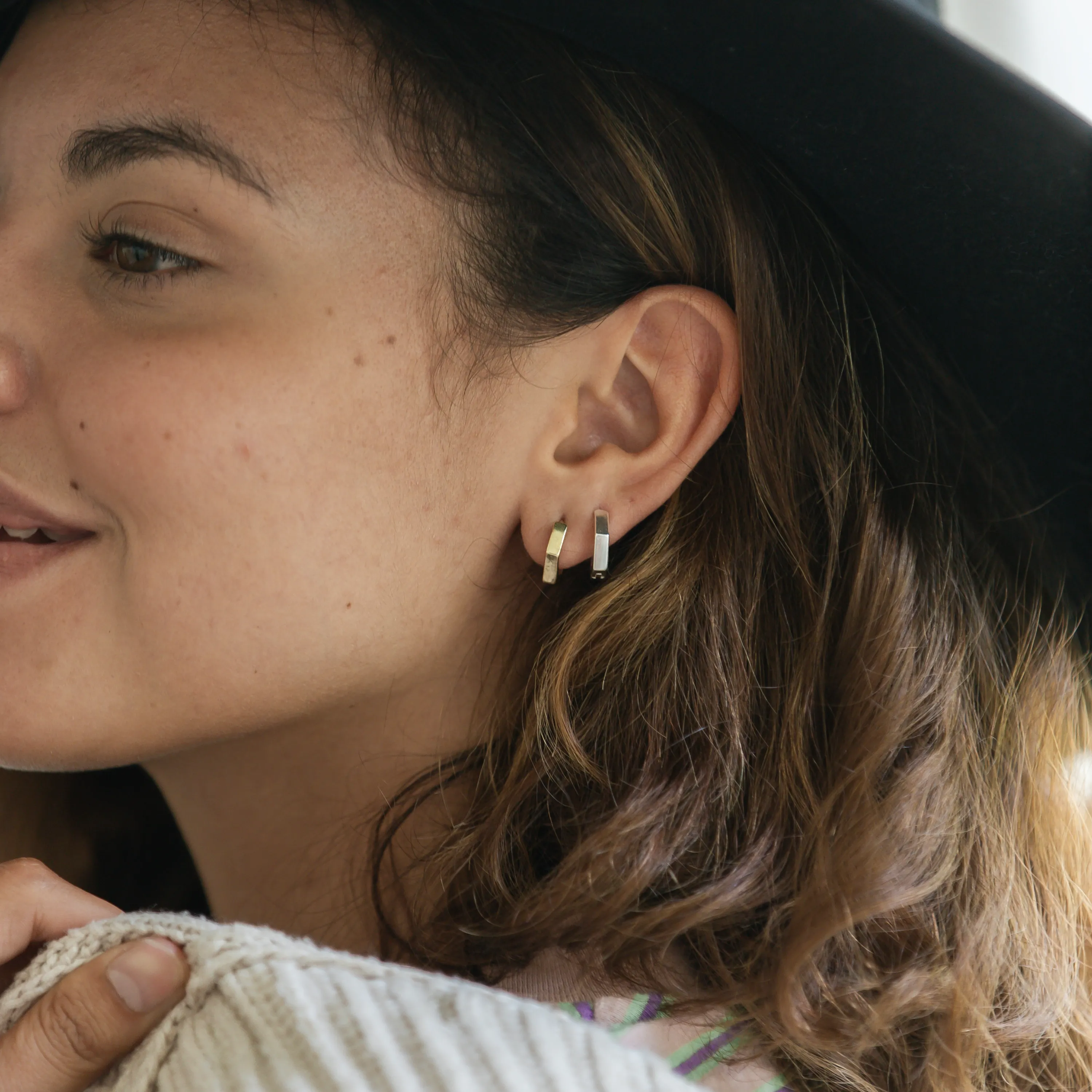 Padma Hexagon Hoop Earrings
