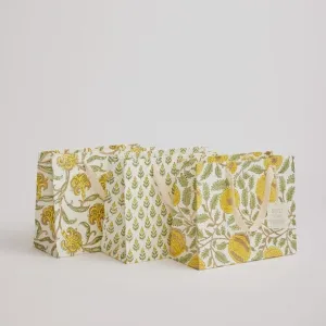 Paper Mirchi Hand Block Printed Medium Gift Bag Sunshine