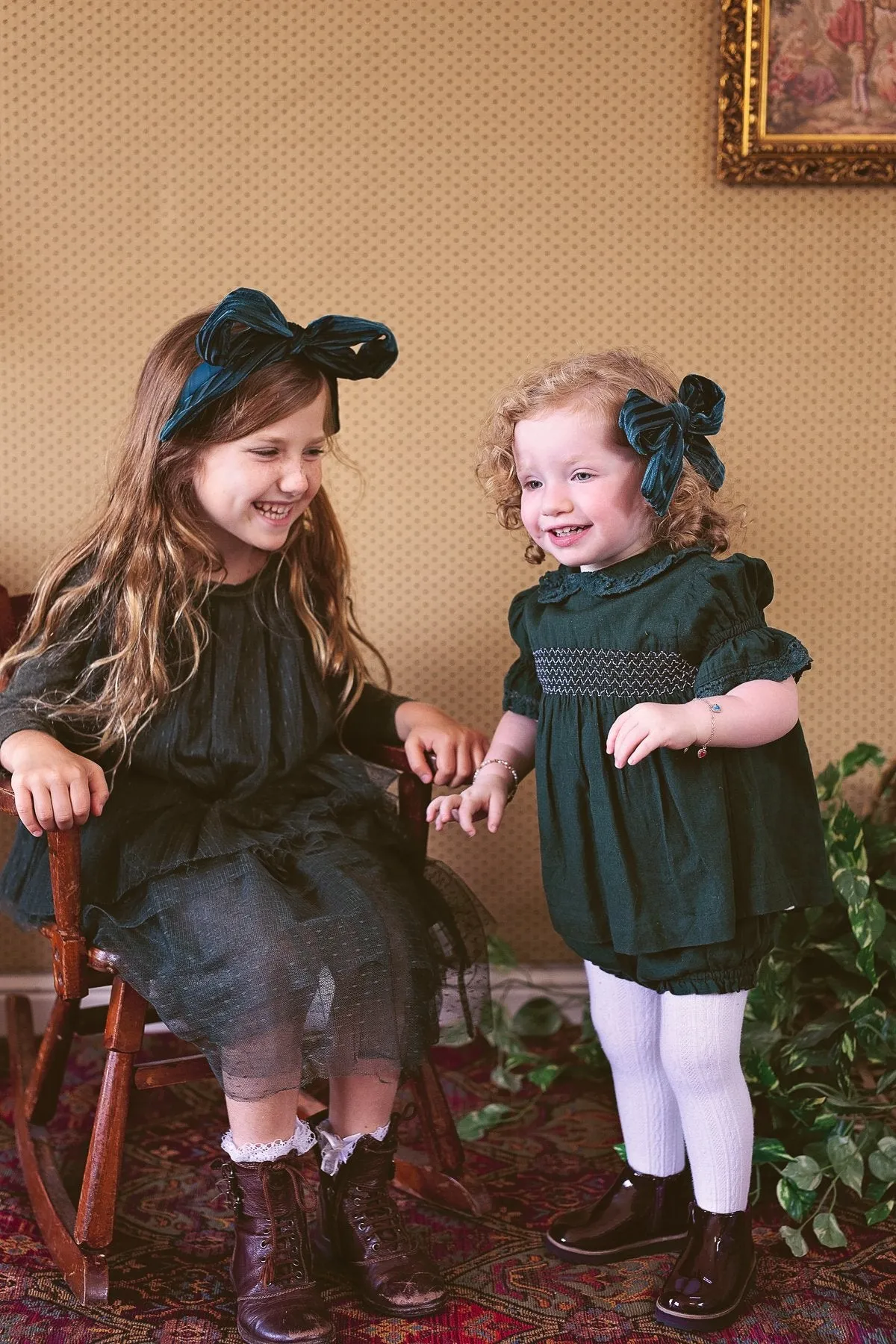 Party Bow Headband - Rose Velvet Stripe