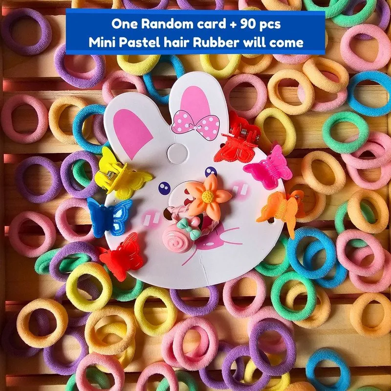 Pastel Mini Hair Ties with Flower Cancy Butterfly hair Clip Set (Pack of 2, Multicolor)