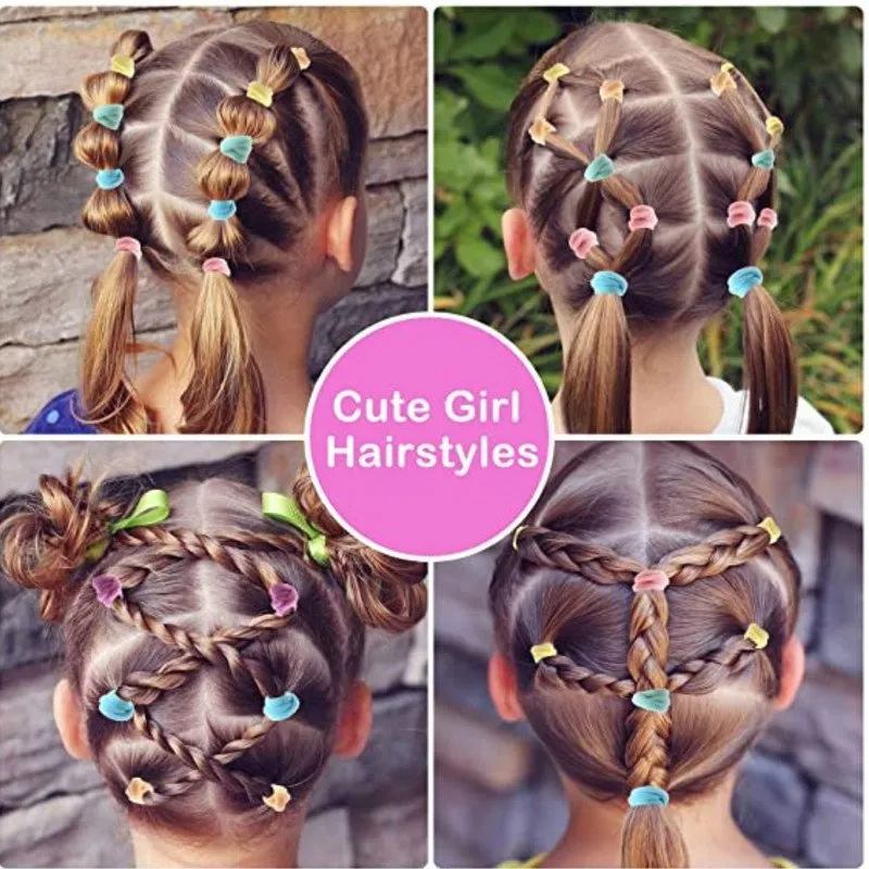 Pastel Mini Hair Ties with Flower Cancy Butterfly hair Clip Set (Pack of 2, Multicolor)