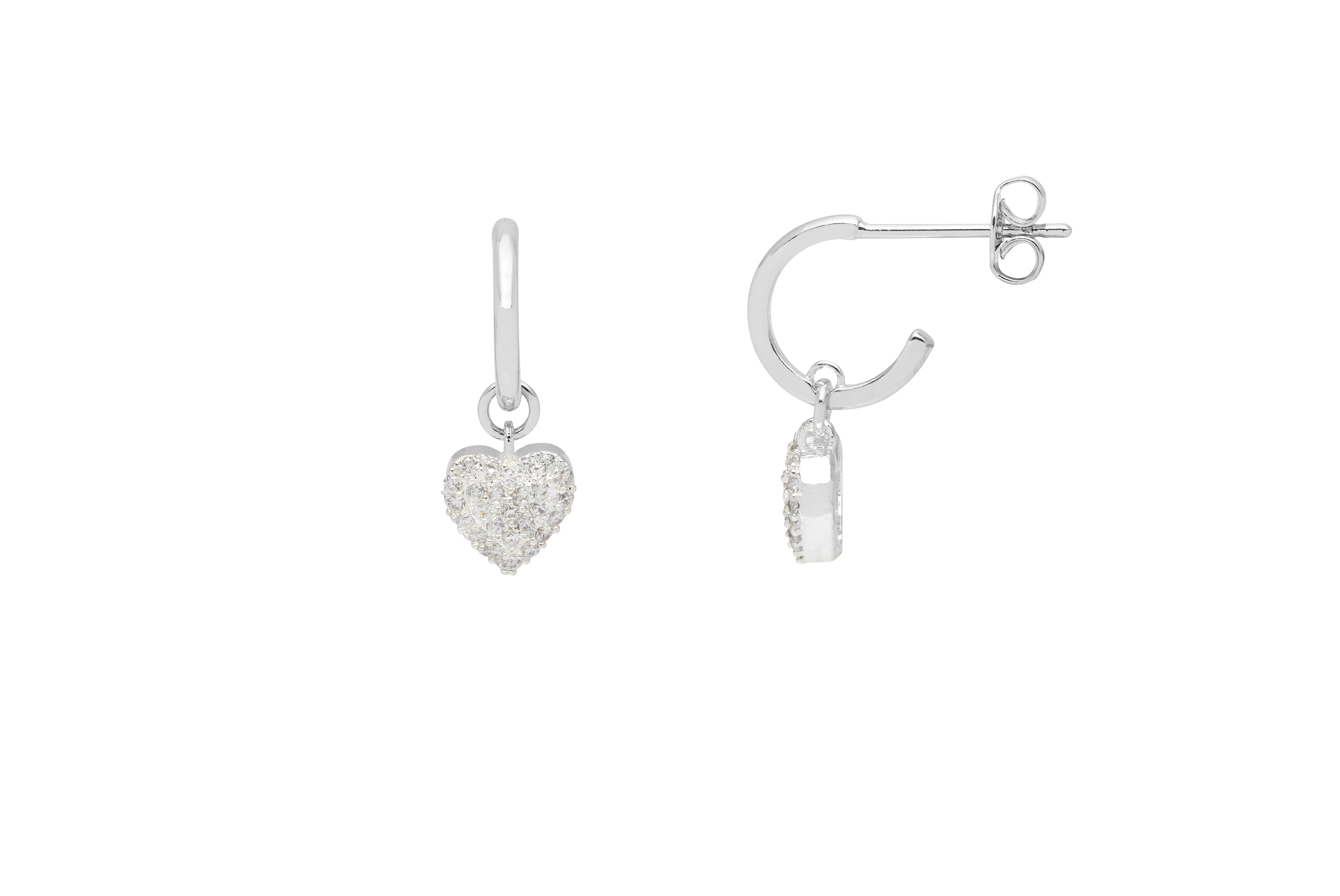 Pave Heart Drop Earrings