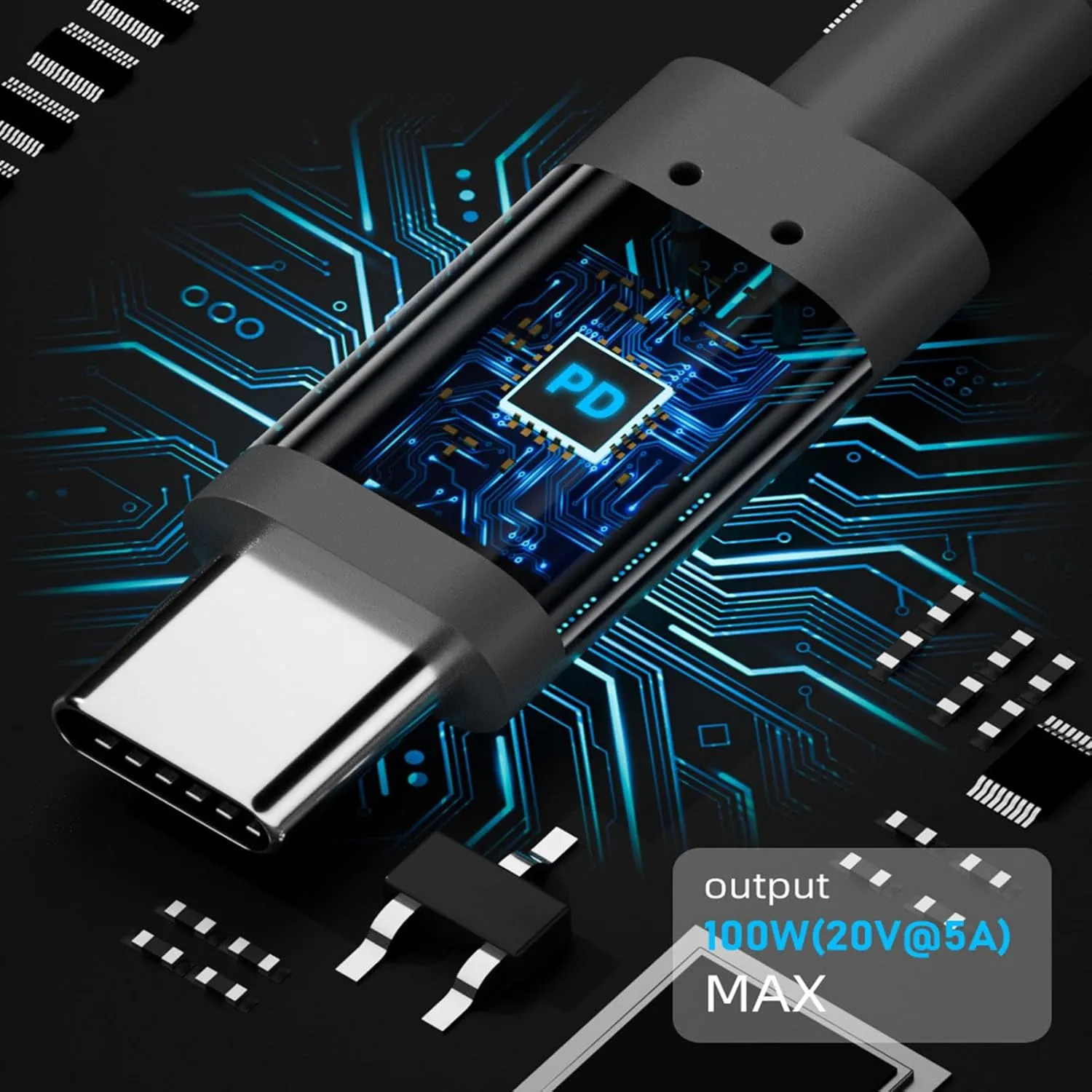 PD100W USB Type C Male to DC5521 5.5x2.1mm Female Power Extension Cable for Laptops and Mobile Devices Power Supply