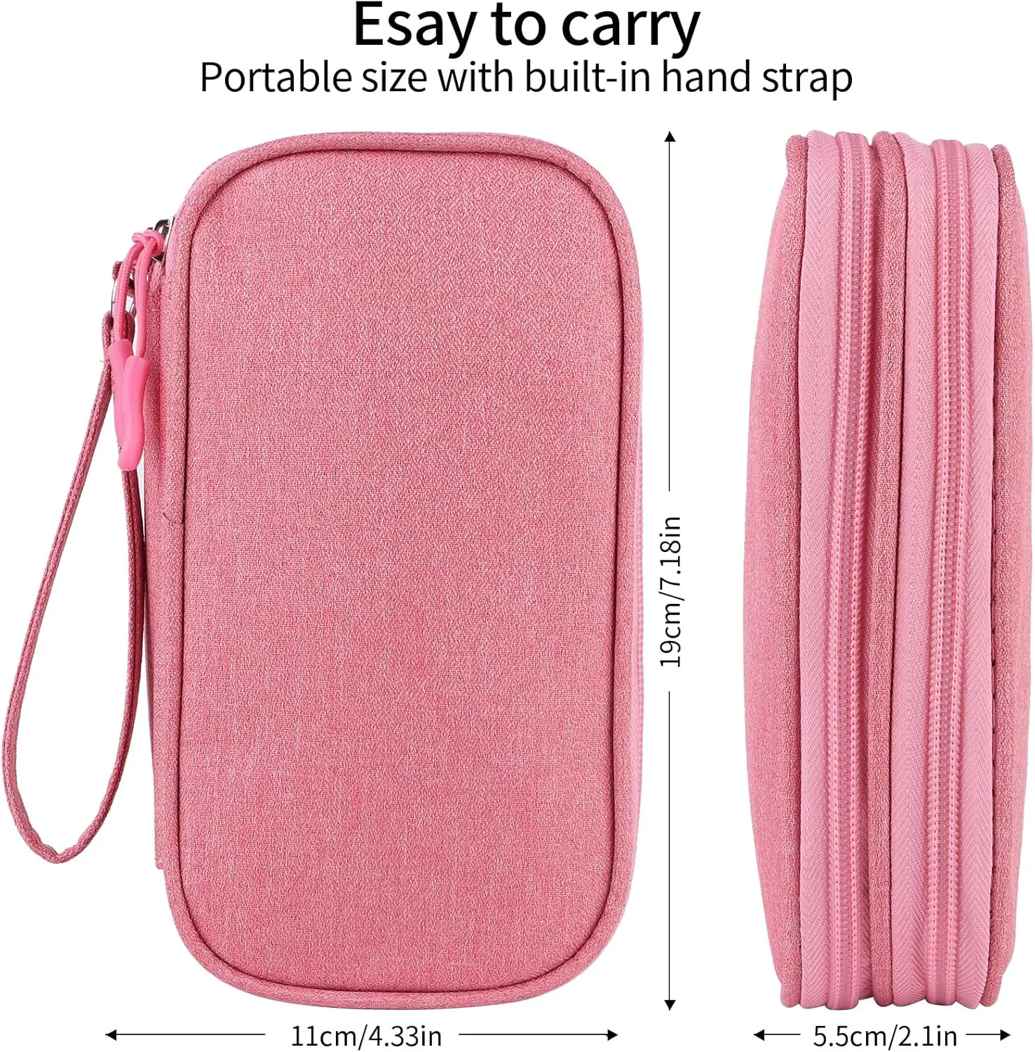 Pink Travel Gadget Bag - Ultimate Cable &accessories Organizer for Chargers, Phones & Memory Cards