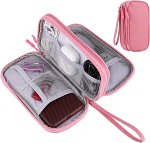 Pink Travel Gadget Bag - Ultimate Cable &accessories Organizer for Chargers, Phones & Memory Cards