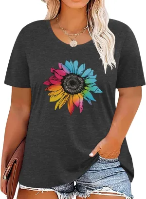 Plus Size Tshirts for Women Graphic Tees Summer Casual Tops Loose Cute Trendy Clothes Tee Shirt