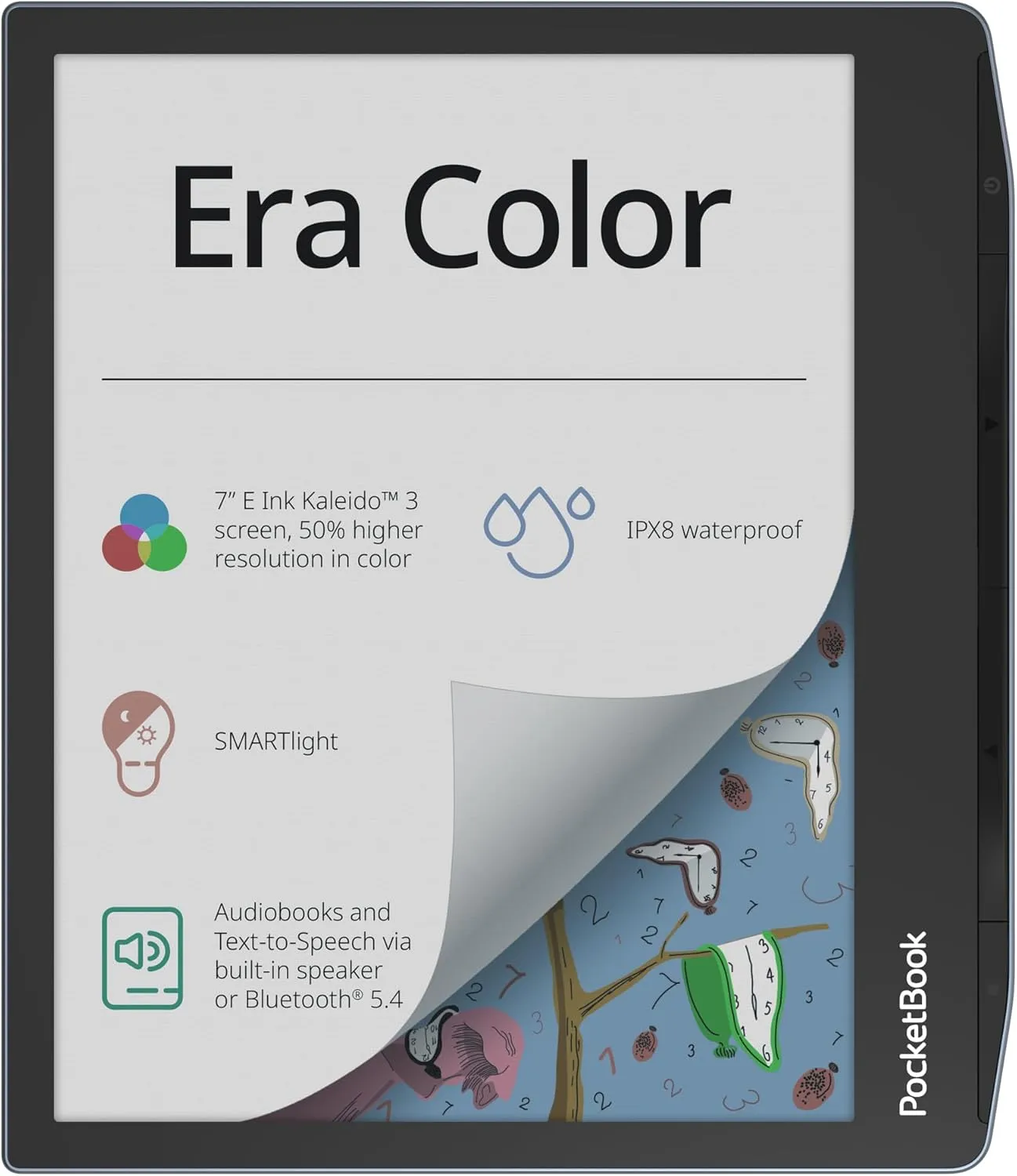 PocketBook Era Color E-Reader | Eye-Friendly 7'' E-Ink Kaleido 3 Touch-Screen | Audio-Book & E-Book Reader | Waterproof | Text-to-Speech Function | Built-in Speaker | WiFi & Bluetooth | Stormy Sea