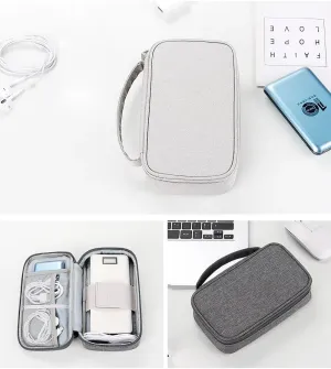 Portable Tech Accessories Organizer  Travel Cable, Charger, and Gadget Storage Carrying Case Navy Blue, Black and Grey (Dark Blue)