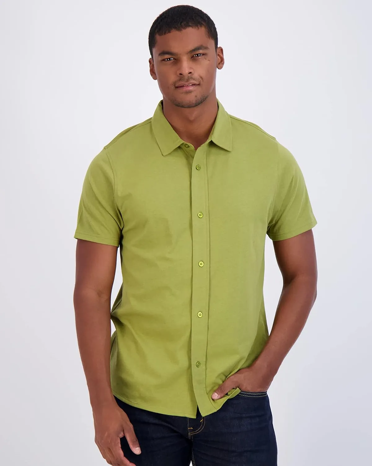 Real Essentials 3-Pack: Men's Regular Fit Casual Short Sleeve Button Down Shirt (Available in Big & Tall)