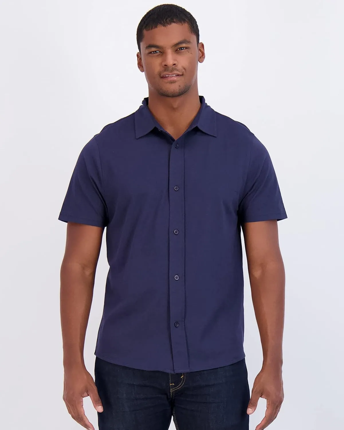 Real Essentials 3-Pack: Men's Regular Fit Casual Short Sleeve Button Down Shirt (Available in Big & Tall)