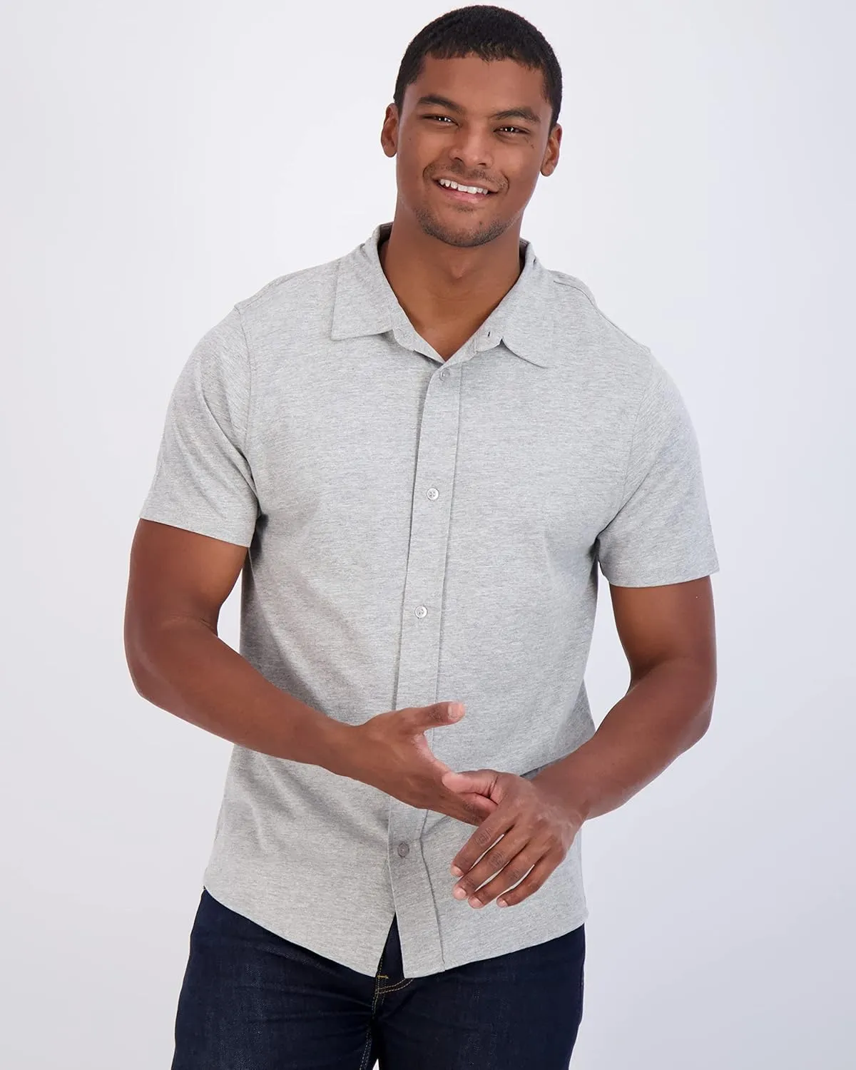 Real Essentials 3-Pack: Men's Regular Fit Casual Short Sleeve Button Down Shirt (Available in Big & Tall)