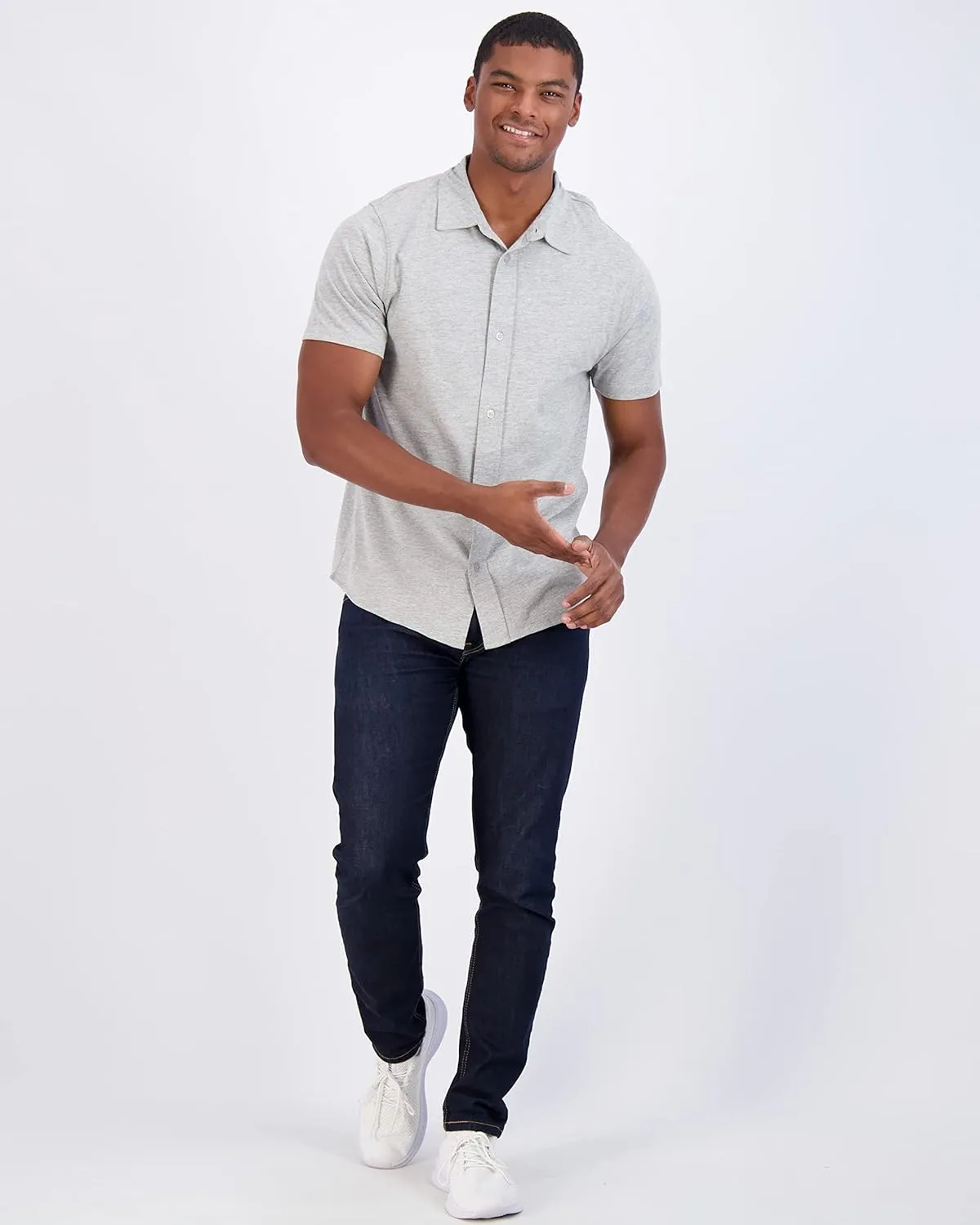 Real Essentials 3-Pack: Men's Regular Fit Casual Short Sleeve Button Down Shirt (Available in Big & Tall)