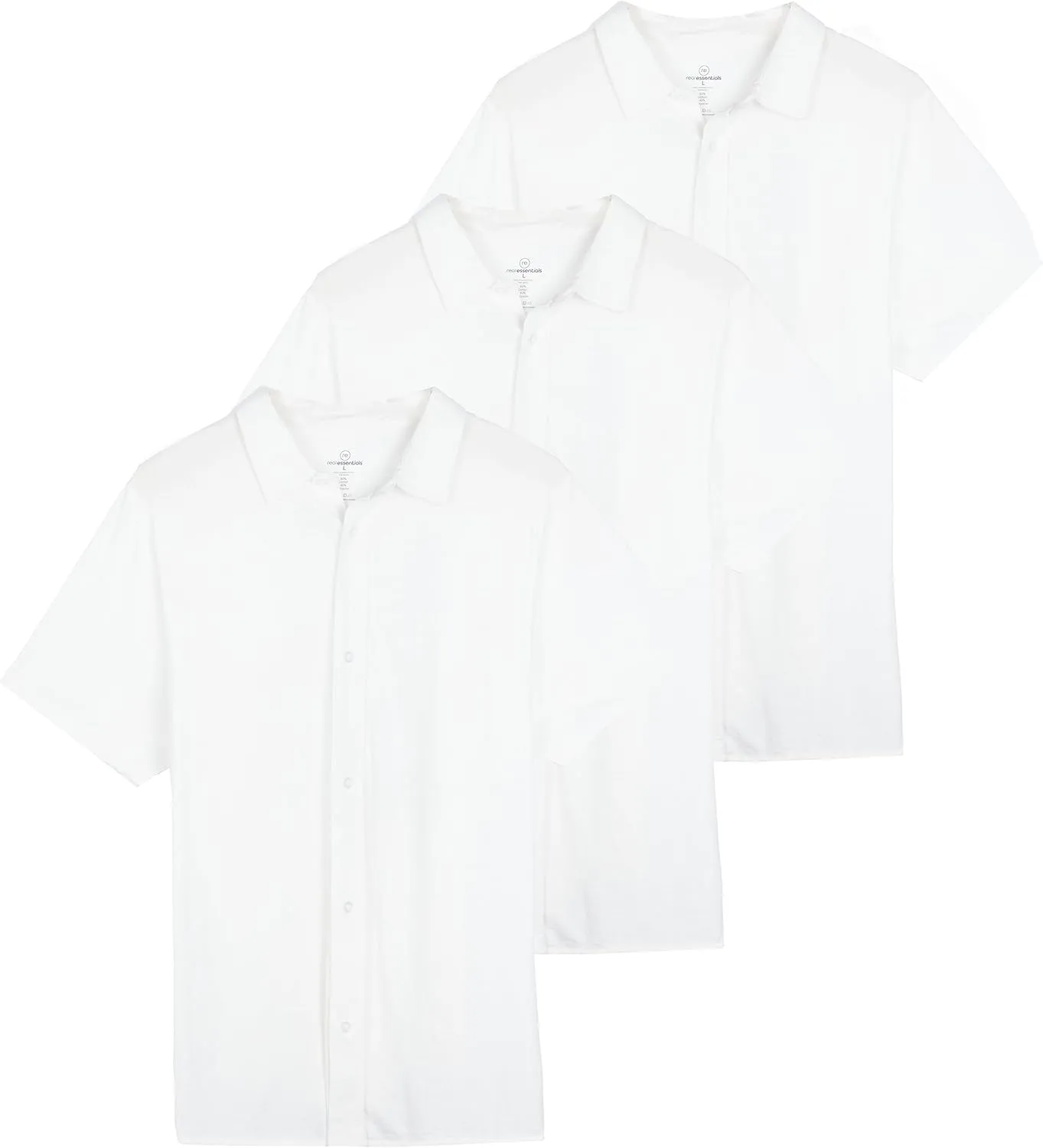 Real Essentials 3-Pack: Men's Regular Fit Casual Short Sleeve Button Down Shirt (Available in Big & Tall)