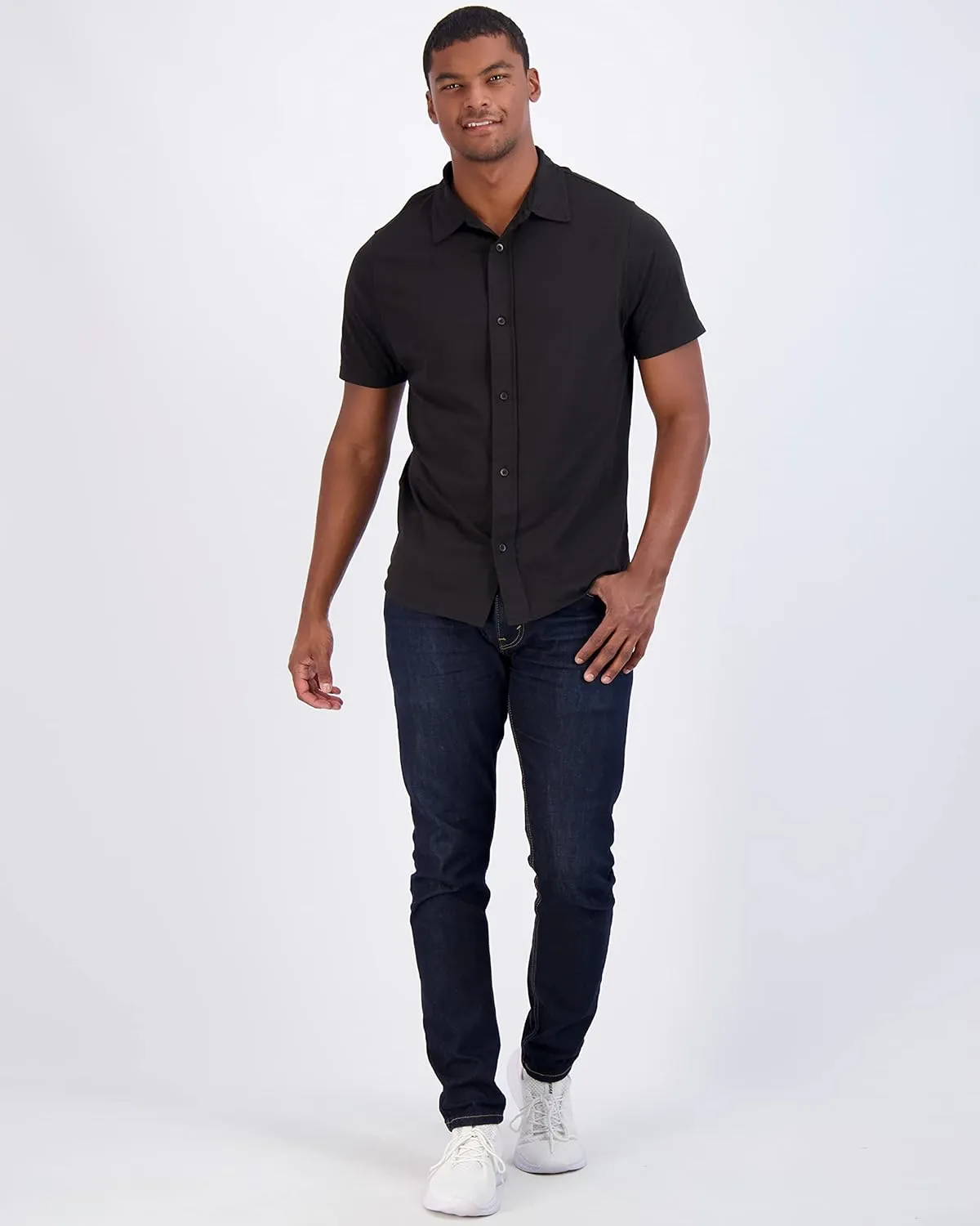 Real Essentials 3-Pack: Men's Regular Fit Casual Short Sleeve Button Down Shirt (Available in Big & Tall)