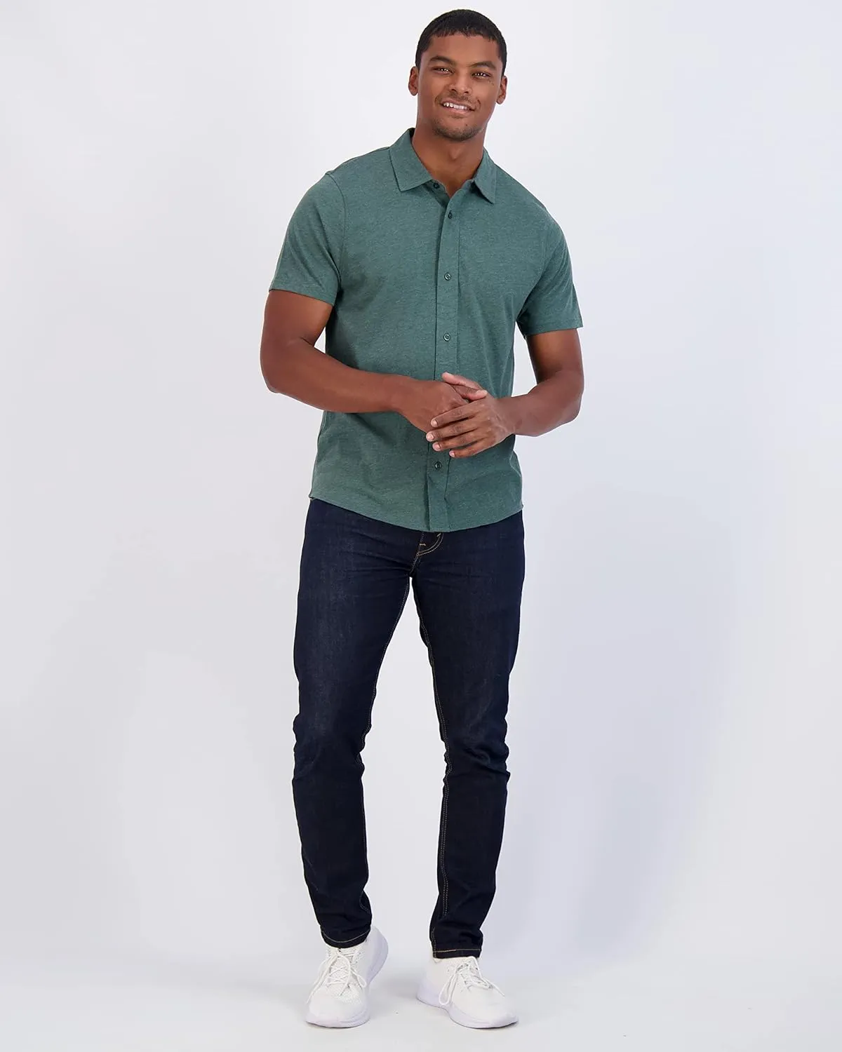 Real Essentials 3-Pack: Men's Regular Fit Casual Short Sleeve Button Down Shirt (Available in Big & Tall)