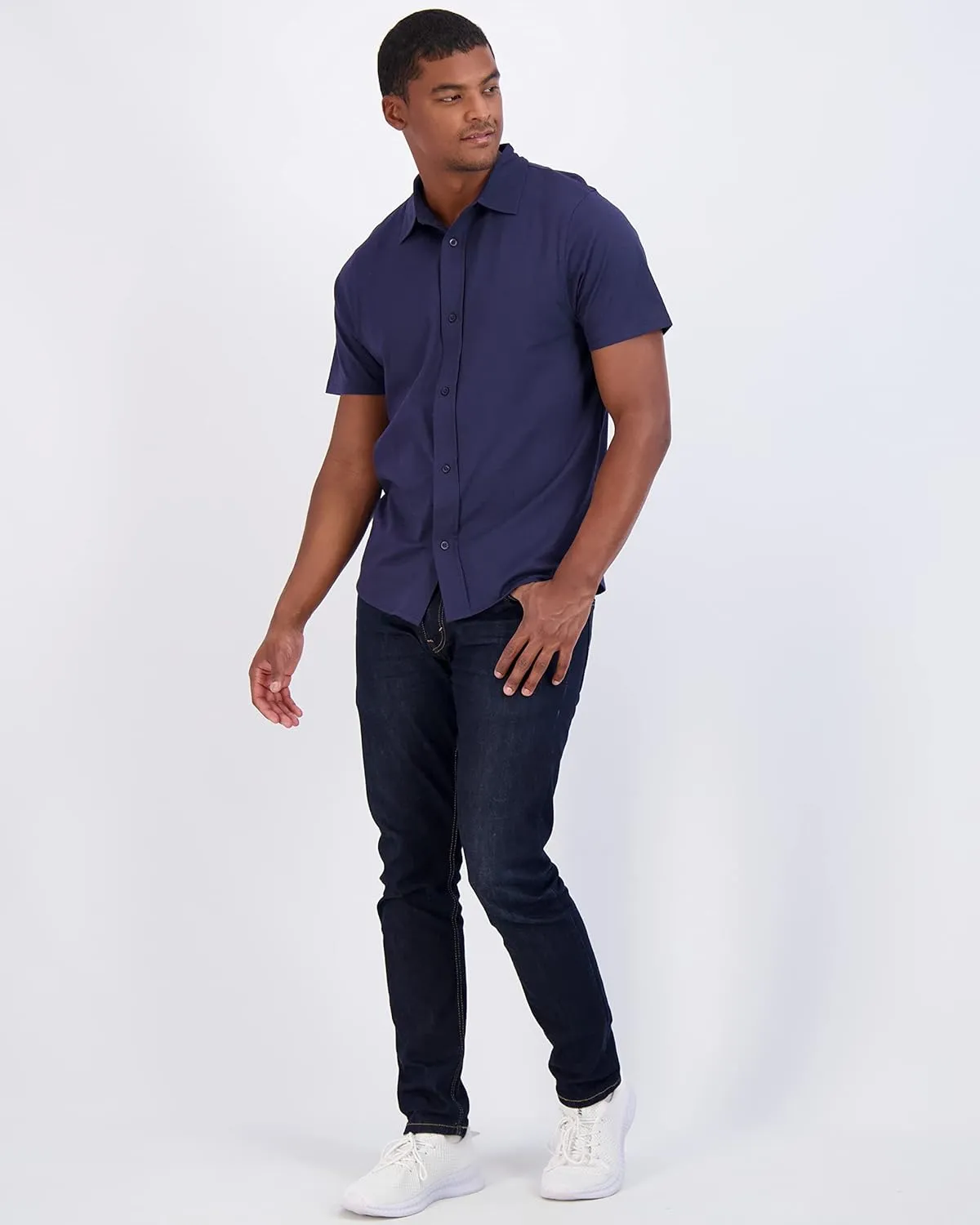 Real Essentials 3-Pack: Men's Regular Fit Casual Short Sleeve Button Down Shirt (Available in Big & Tall)