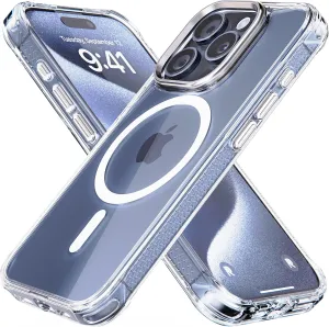 REBEL Clear Case for iPhone 15 Pro [Crystal Series Gen-5] Strong MagSafe Compatible, Anti-Scratch, Non-Yellowing, Protective Shockproof Bumpers, Metal Lens & Buttons, 6.1 Inch Phone 2023 (Clear)