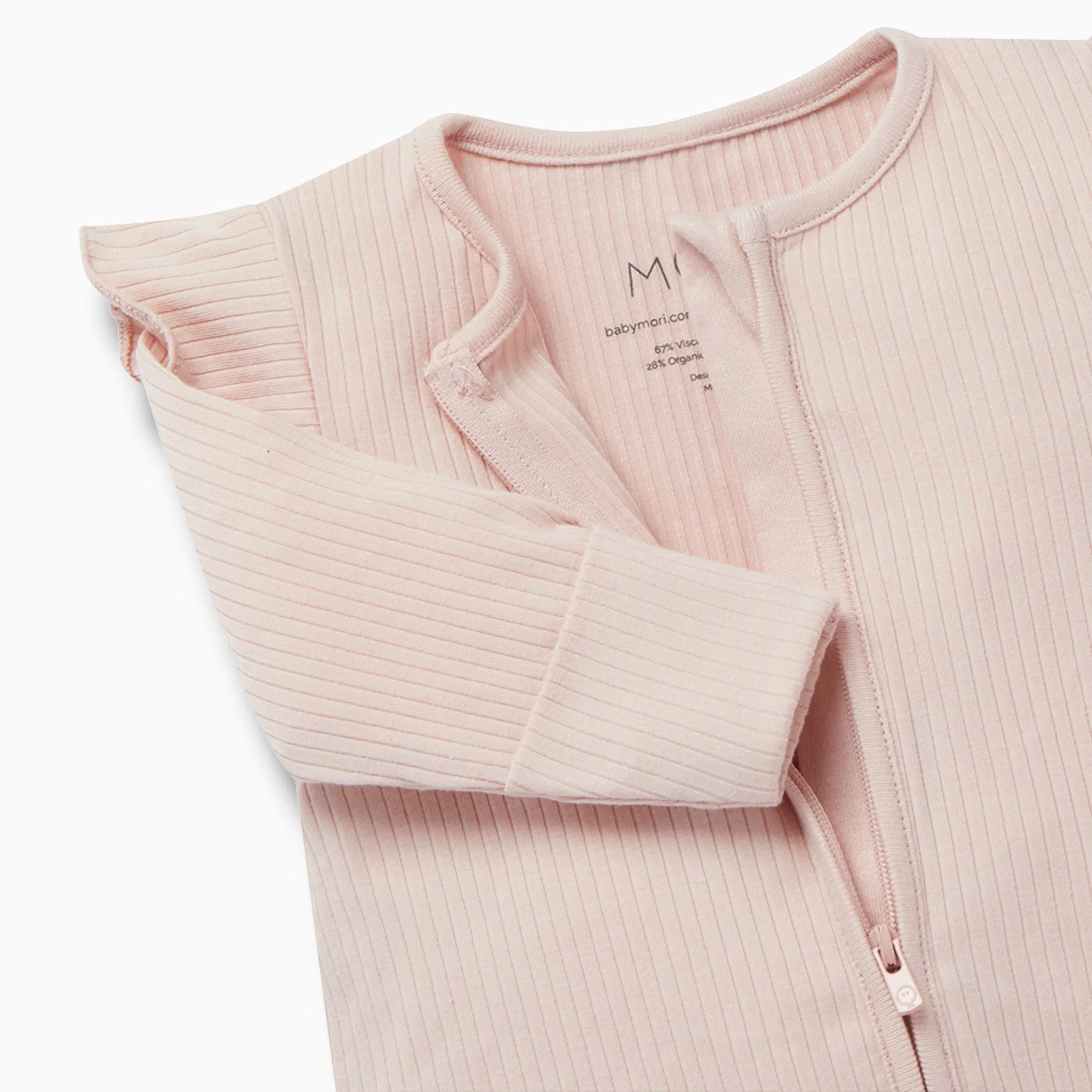Ribbed Frill Zip-Up Sleepsuit