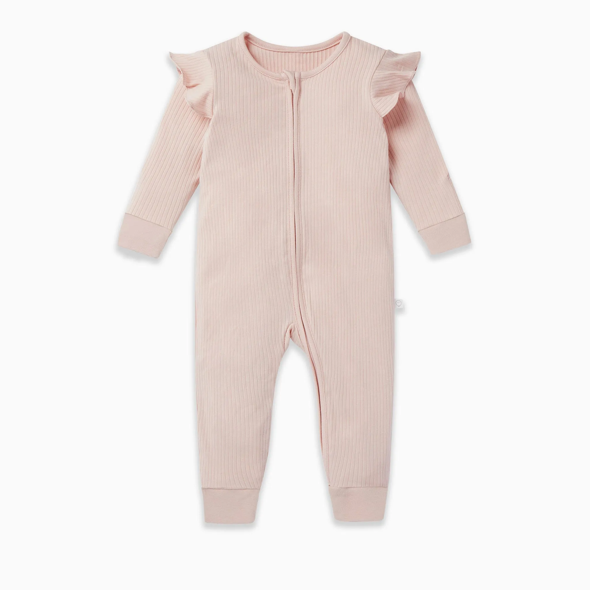 Ribbed Frill Zip-Up Sleepsuit