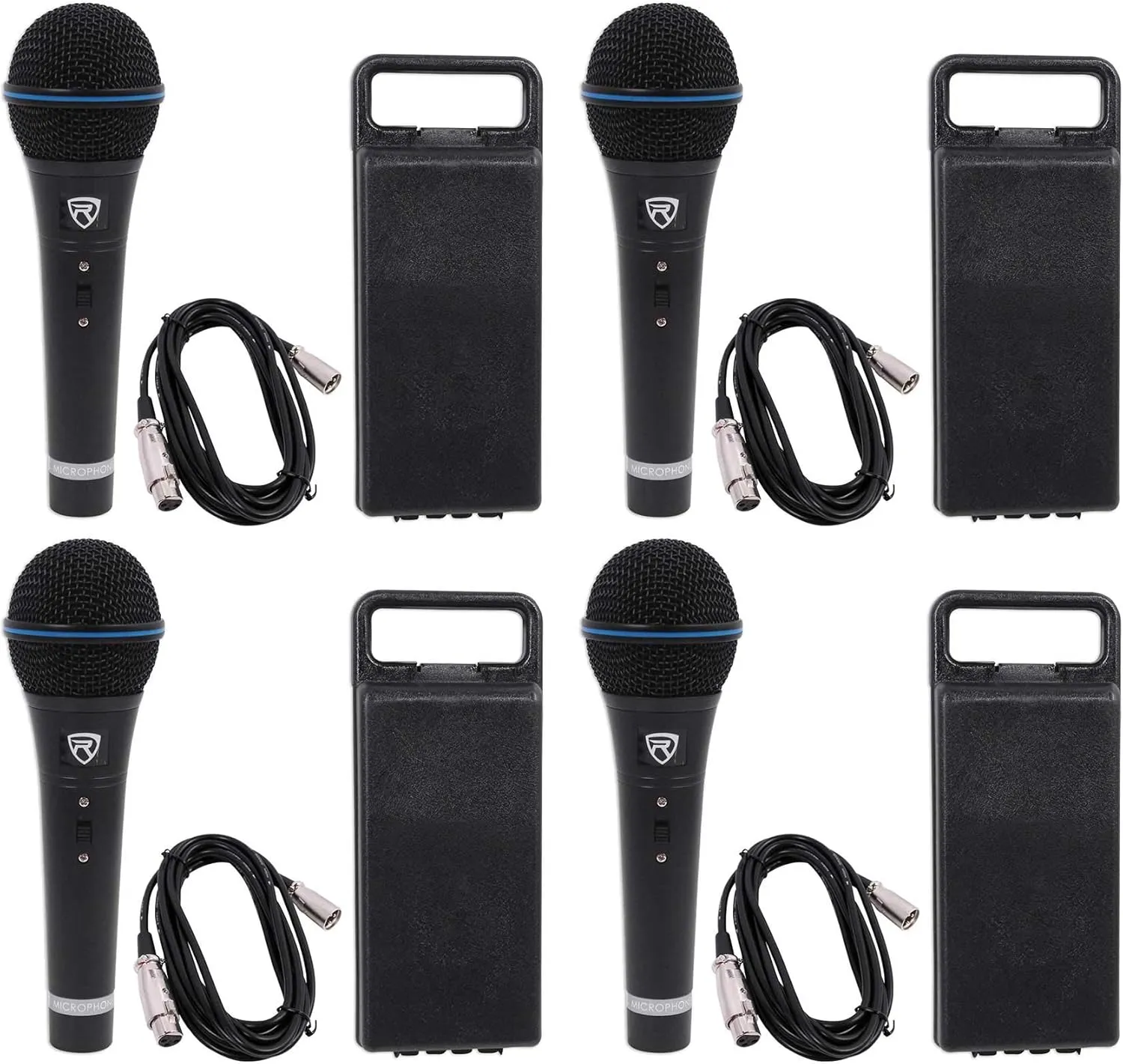 Rockville 4 RMM-XLR Dynamic Cardiod Professional Metal Microphones w/XLR Cables