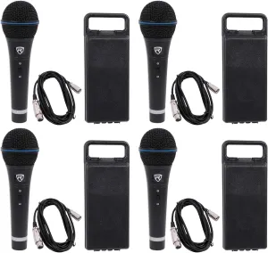 Rockville 4 RMM-XLR Dynamic Cardiod Professional Metal Microphones w/XLR Cables