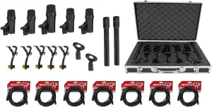 Rockville PRO-D7 KIT 7 Drum Mics w/Kick Snare Pencil Microphones XLR Cables