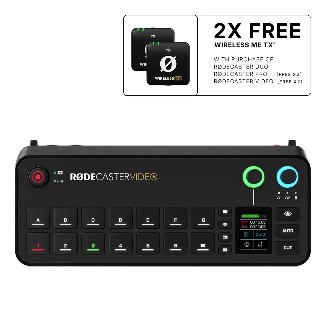 Rode RODECaster Video AV Production Console with 2x FREE RODE Wireless ME TX Digital Wireless Transmitters
