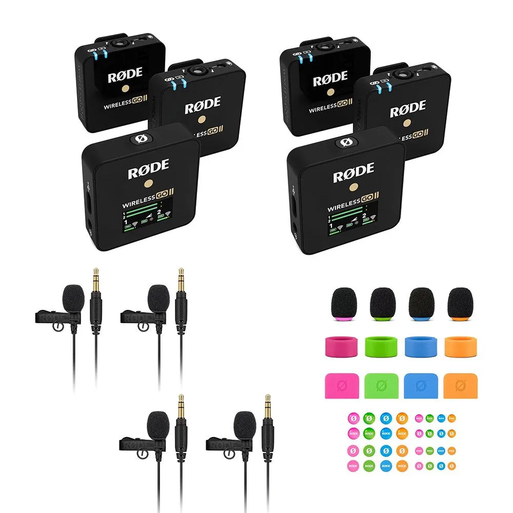 Rode Wireless GO II Dual Kit with 4x Lav GO and 1x Colours 2