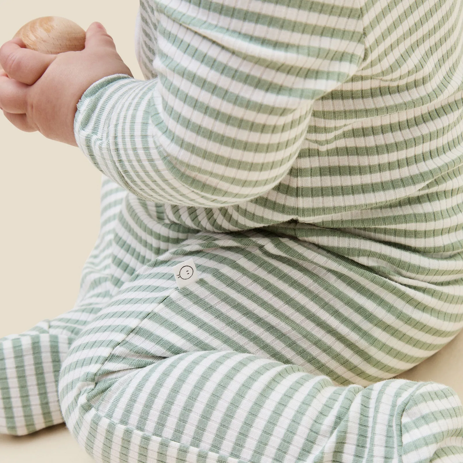 Sage Stripe Ribbed Clever Zip Sleepsuit