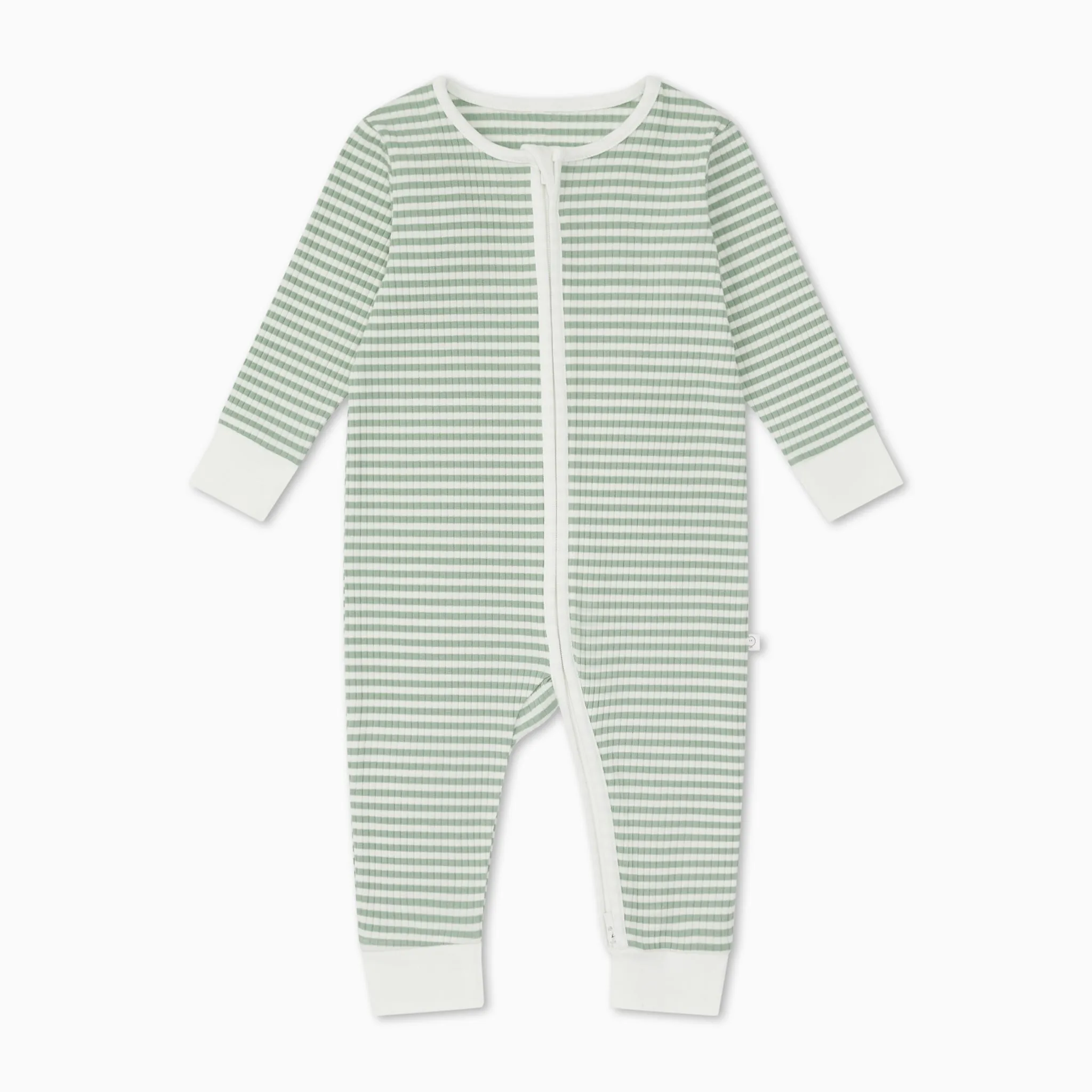 Sage Stripe Ribbed Clever Zip Sleepsuit