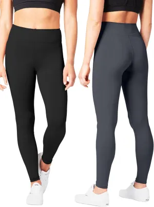 SATINA High Waisted Leggings for Women - Comfortable and Stretchy in Versatile Sizes and Colors (2 Pack)