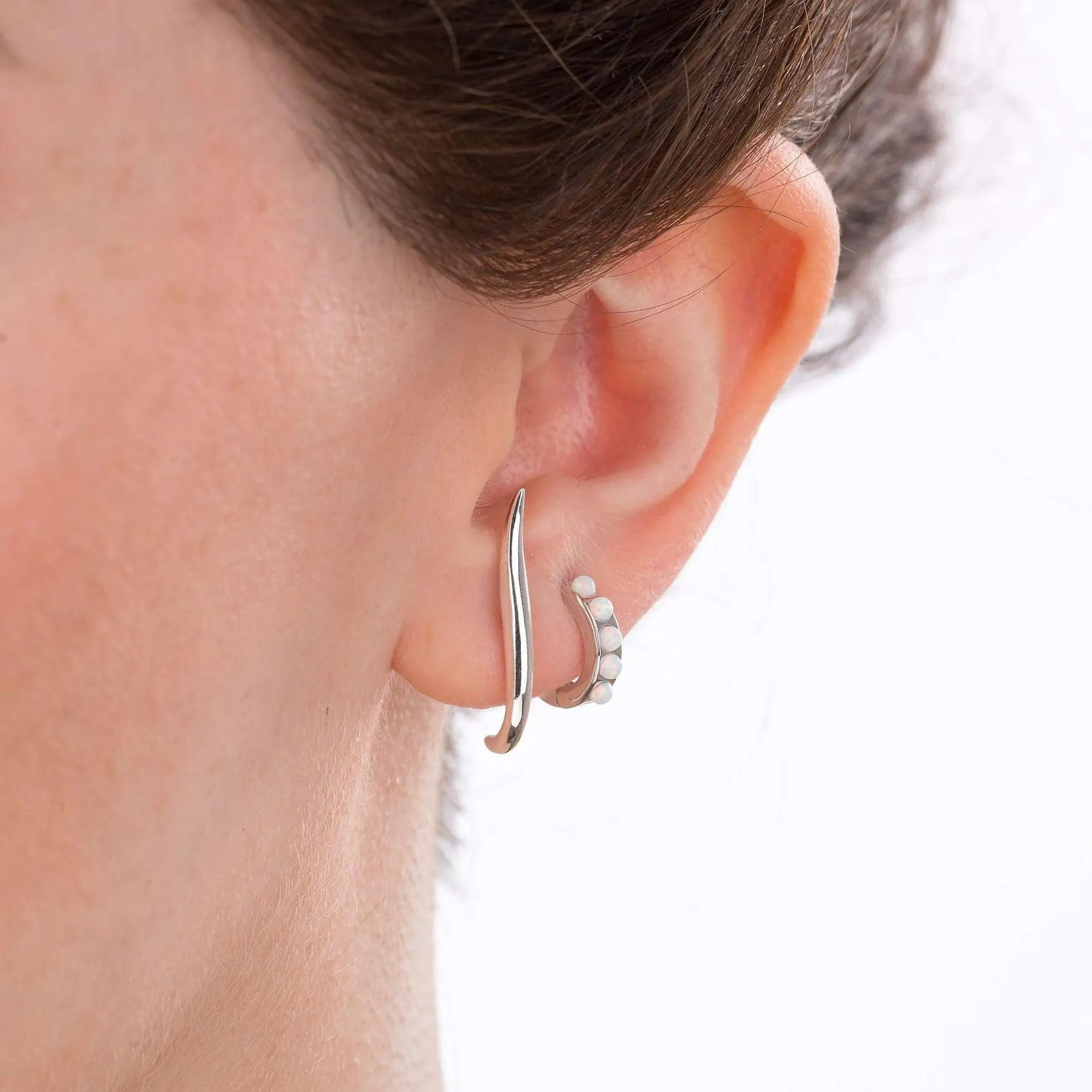 Scream Pretty Huggie Earrings with White Opal Stones