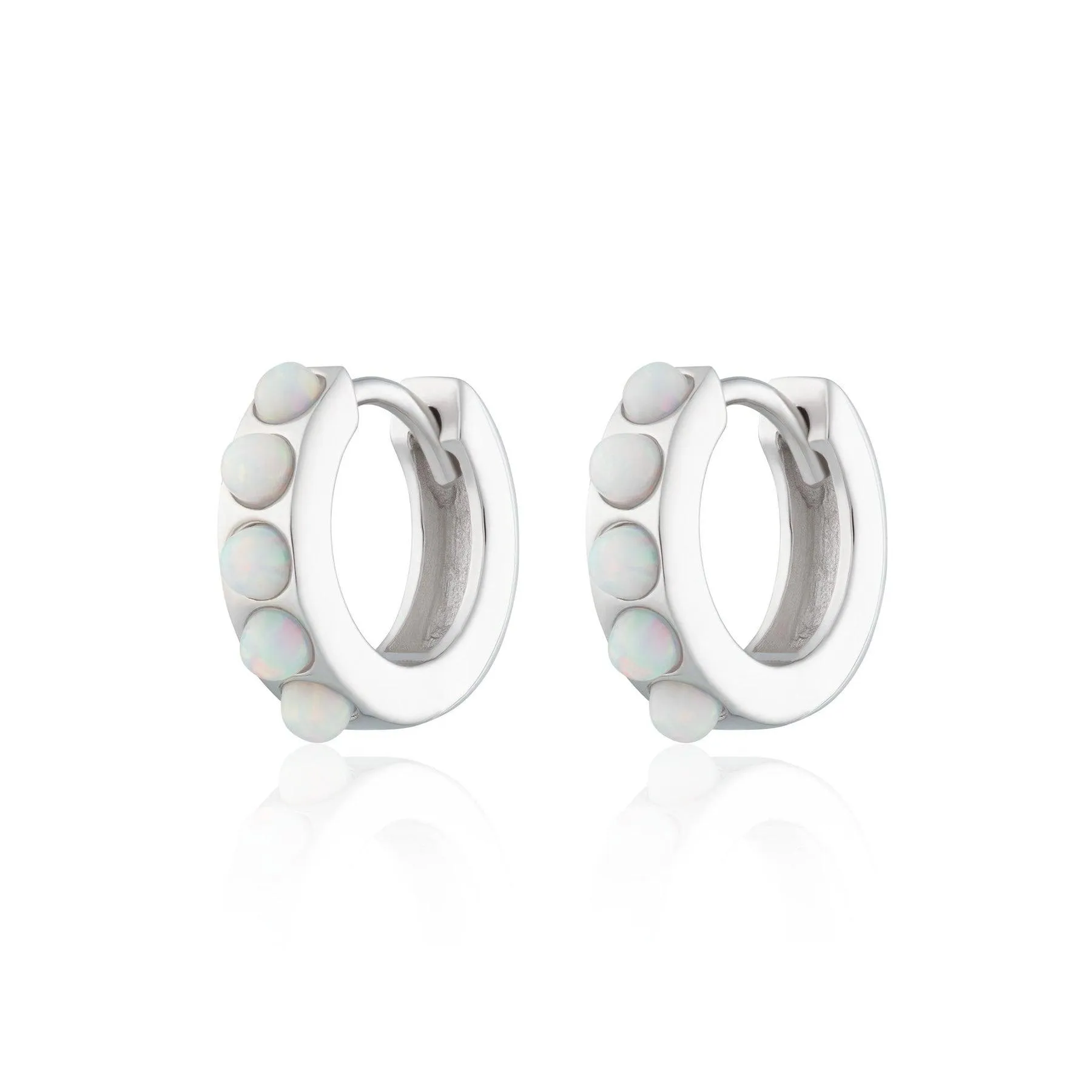 Scream Pretty Huggie Earrings with White Opal Stones