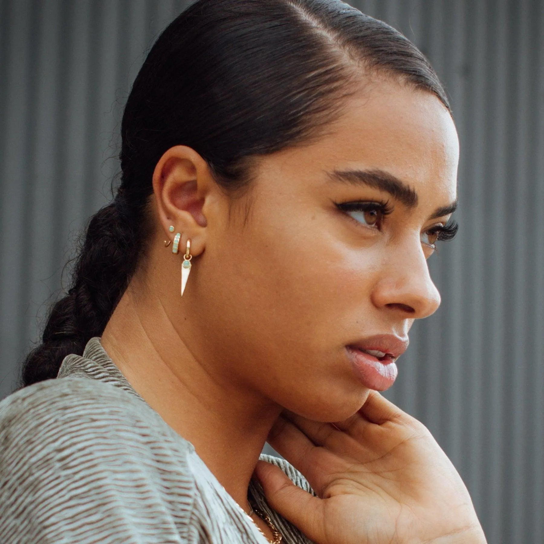 Scream Pretty Lime Green Opal Huggie Hoop Earrings