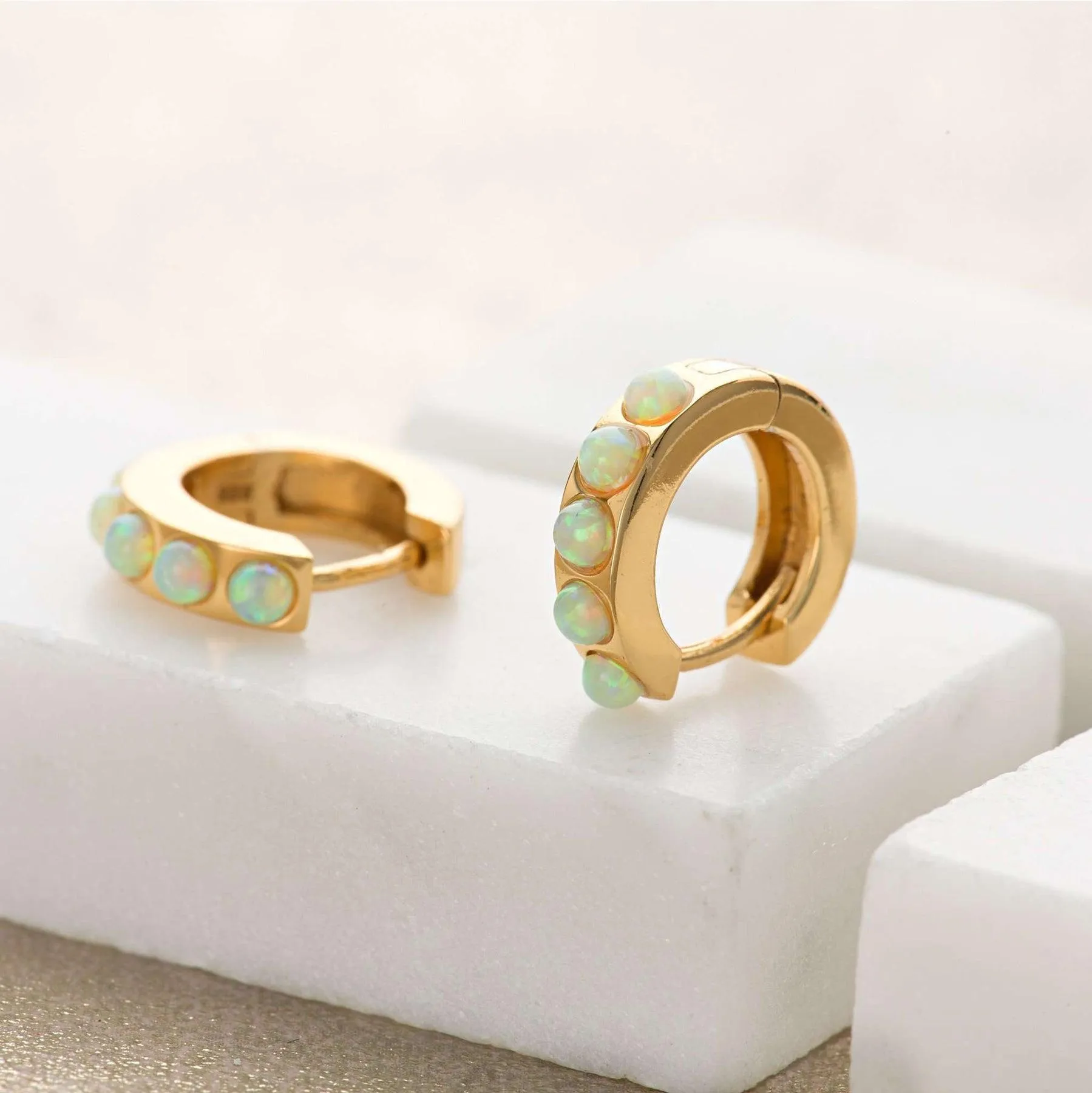 Scream Pretty Lime Green Opal Huggie Hoop Earrings