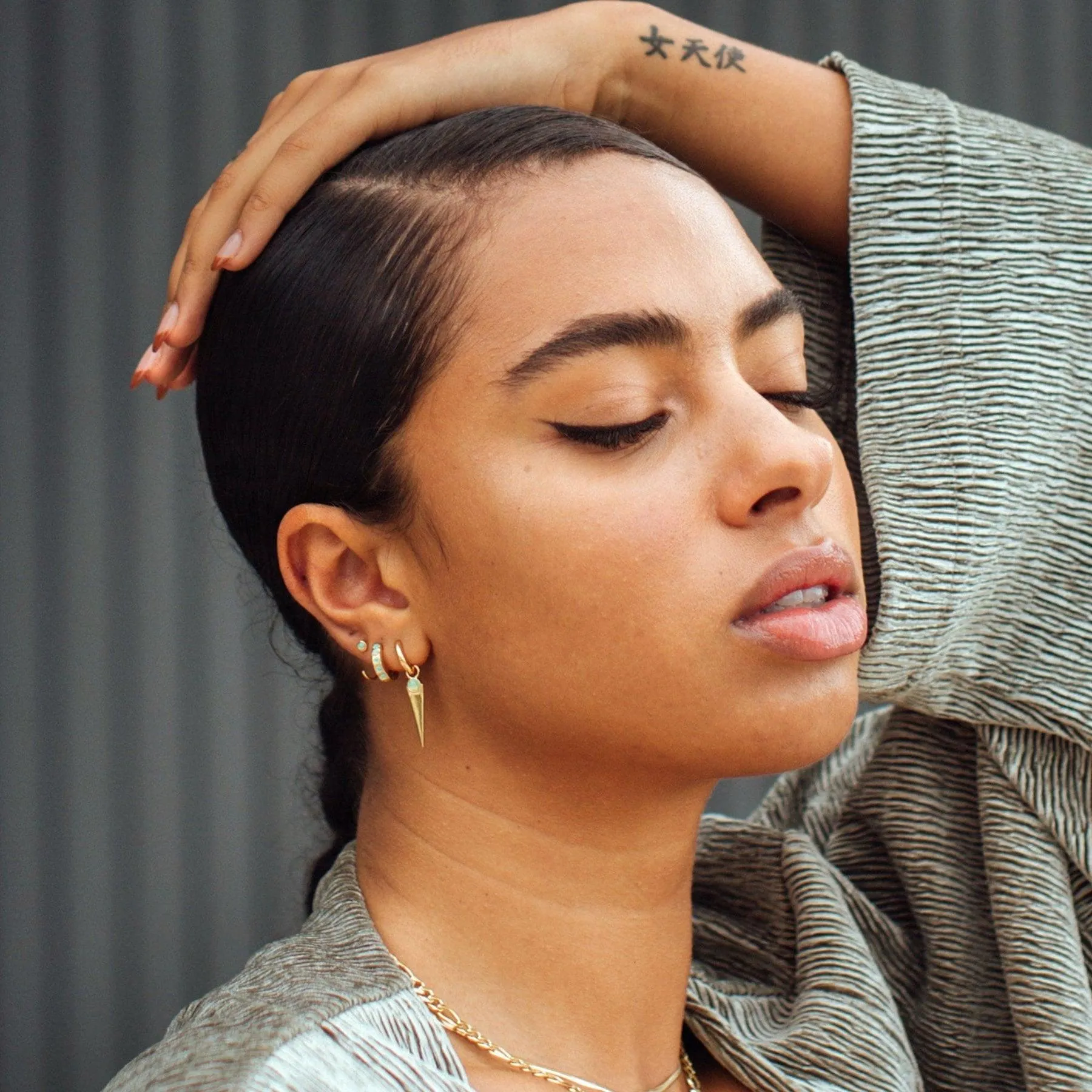 Scream Pretty Lime Green Opal Huggie Hoop Earrings