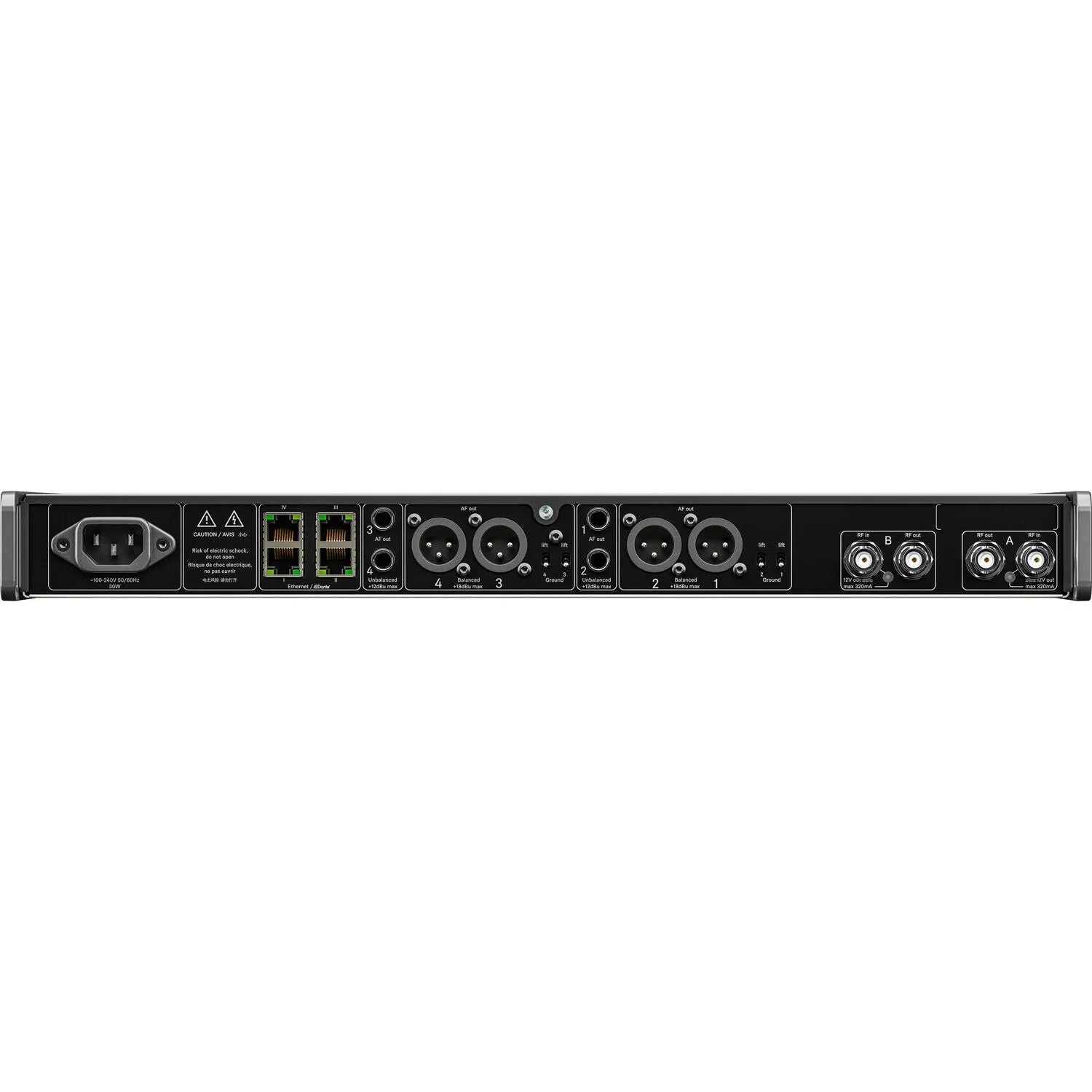 Sennheiser EW-DX EM 4 DANTE Four-Channel Digital Rackmount Receiver with Dante (R1-9: 520 to 607 MHz)