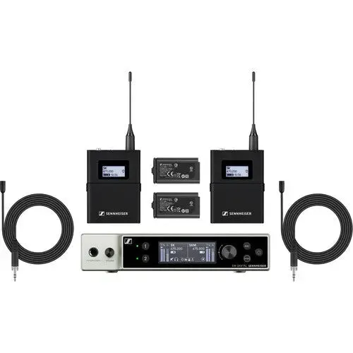 Sennheiser EW-DX MKE 2 SET Dual-Channel Digital Wireless System with Two Omni Lavalier Mics (R1-9: 520 - 607.8 MHz)