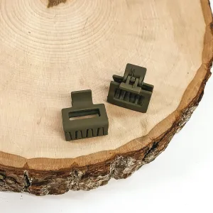 Set of 2 | Mini Rectangle Claw Clips in Matte Olive Green