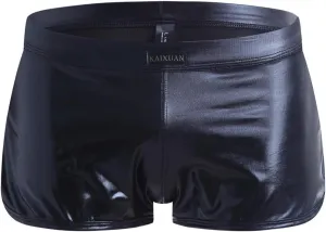 Sexy Underpants Men Fashion Imitation Leather Pants Solid Color Lacquer Leather Fitting Comfortable Boxer Brief