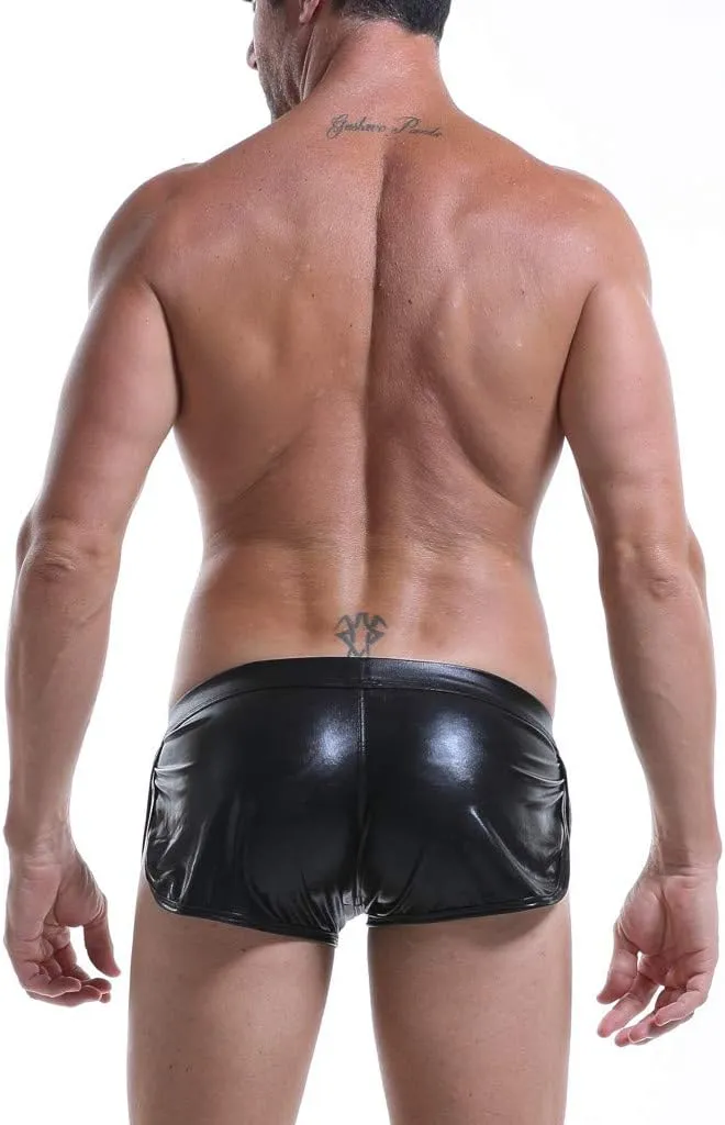 Sexy Underpants Men Fashion Imitation Leather Pants Solid Color Lacquer Leather Fitting Comfortable Boxer Brief