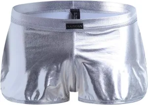 Sexy Underpants Men Fashion Imitation Leather Pants Solid Color Lacquer Leather Fitting Comfortable Boxer Brief